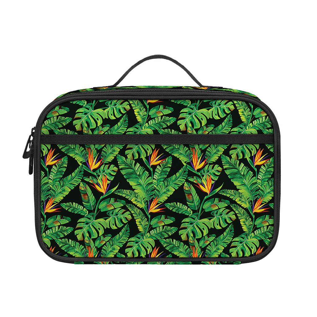 Bird Of Paradise And Palm Leaves Print Portable Lunch Bag