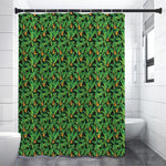 Bird Of Paradise And Palm Leaves Print Premium Shower Curtain