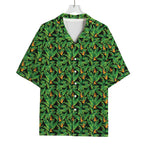 Bird Of Paradise And Palm Leaves Print Rayon Hawaiian Shirt