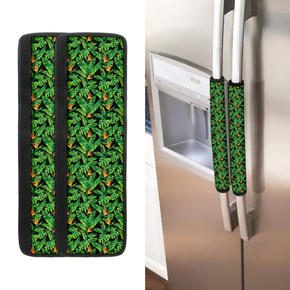 Bird Of Paradise And Palm Leaves Print Refrigerator Handle Covers