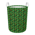 Bird Of Paradise And Palm Leaves Print Round Laundry Basket