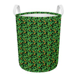 Bird Of Paradise And Palm Leaves Print Round Laundry Basket