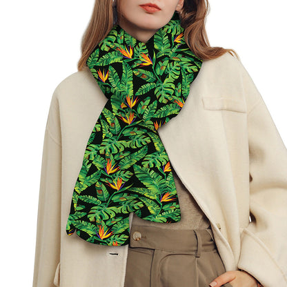 Bird Of Paradise And Palm Leaves Print Scarf