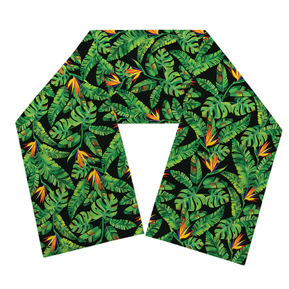 Bird Of Paradise And Palm Leaves Print Scarf