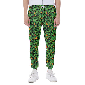 Bird Of Paradise And Palm Leaves Print Scuba Joggers