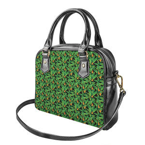 Bird Of Paradise And Palm Leaves Print Shoulder Handbag