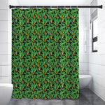 Bird Of Paradise And Palm Leaves Print Shower Curtain
