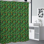 Bird Of Paradise And Palm Leaves Print Shower Curtain