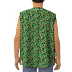 Bird Of Paradise And Palm Leaves Print Sleeveless Baseball Jersey