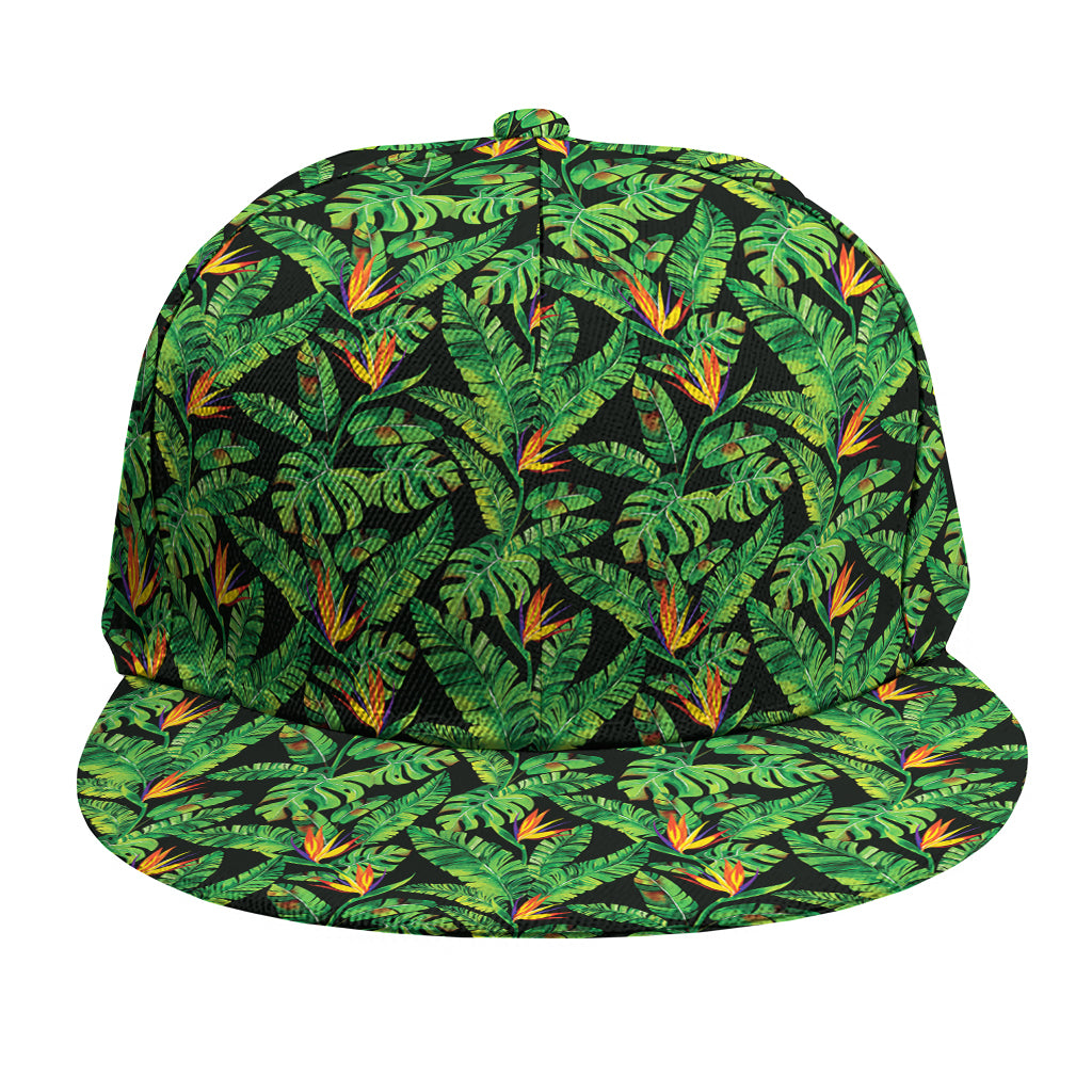 Bird Of Paradise And Palm Leaves Print Snapback Cap