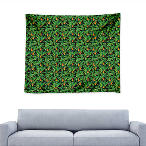 Bird Of Paradise And Palm Leaves Print Tapestry