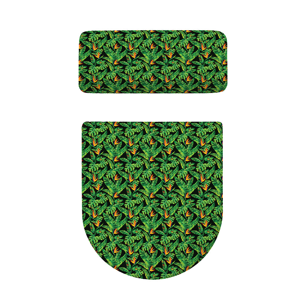 Bird Of Paradise And Palm Leaves Print Toilet Lid And Tank Cover Set