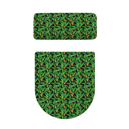 Bird Of Paradise And Palm Leaves Print Toilet Lid And Tank Cover Set