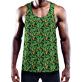 Bird Of Paradise And Palm Leaves Print Men's Workout Tank Top