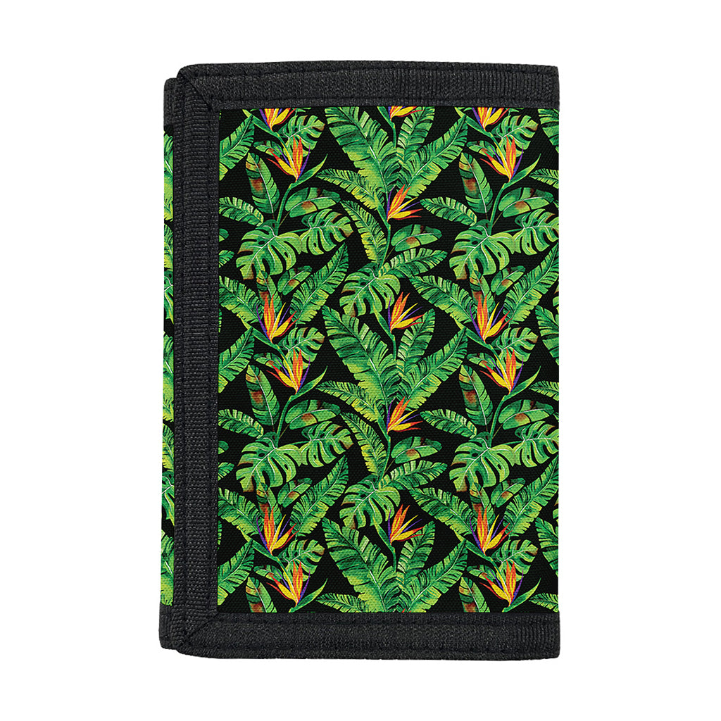 Bird Of Paradise And Palm Leaves Print Trifold Wallet