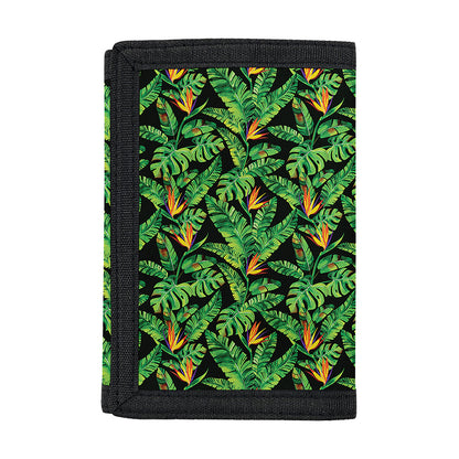 Bird Of Paradise And Palm Leaves Print Trifold Wallet
