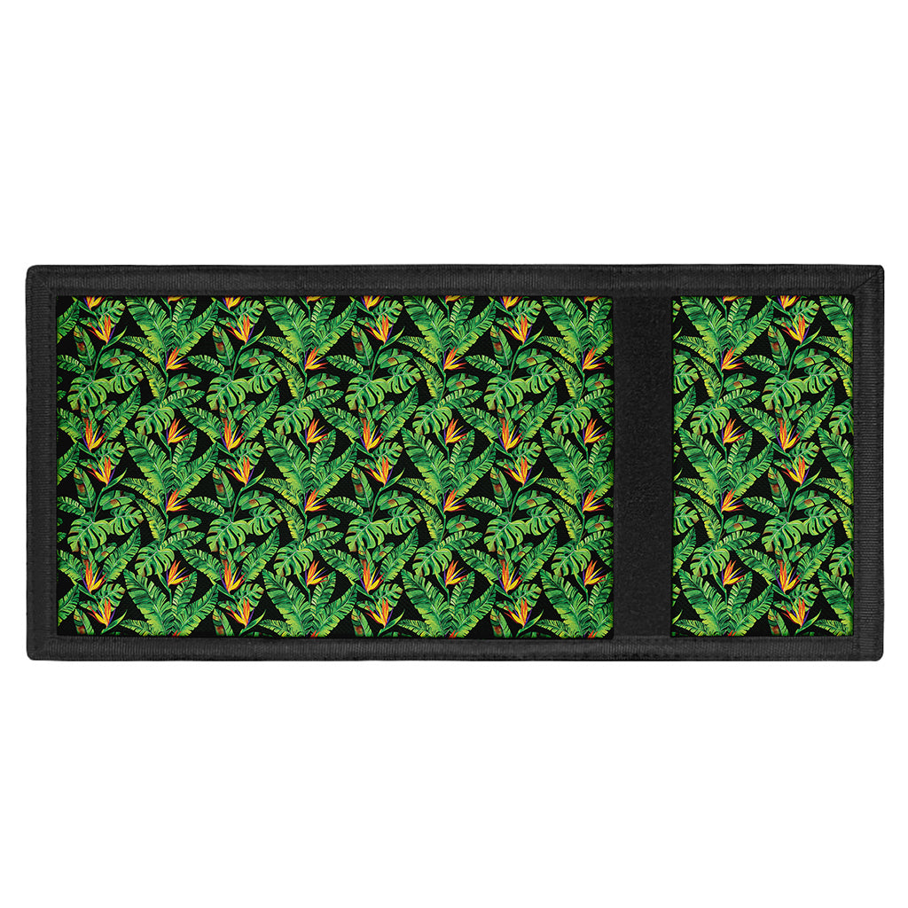 Bird Of Paradise And Palm Leaves Print Trifold Wallet