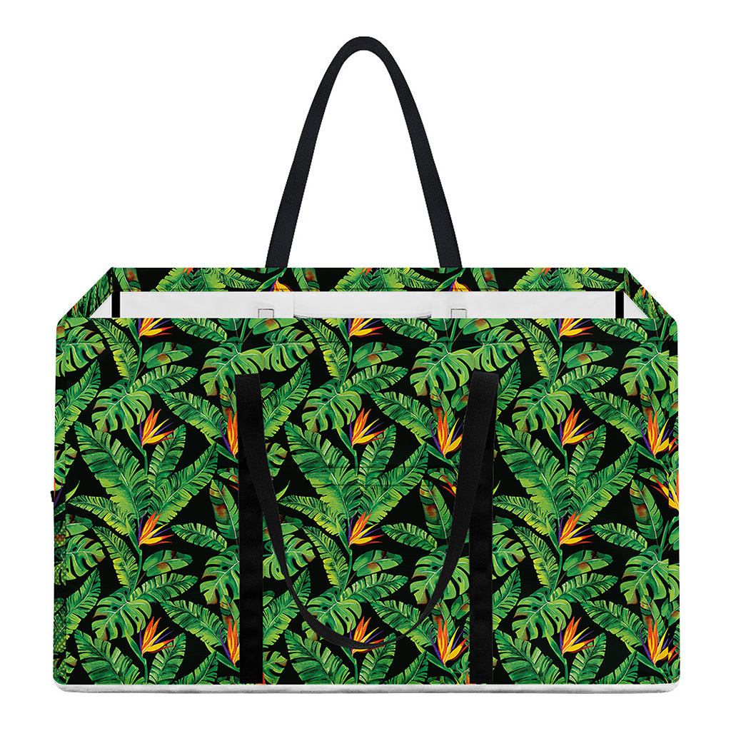 Bird Of Paradise And Palm Leaves Print Utility Tote Bag