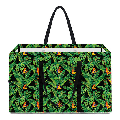 Bird Of Paradise And Palm Leaves Print Utility Tote Bag