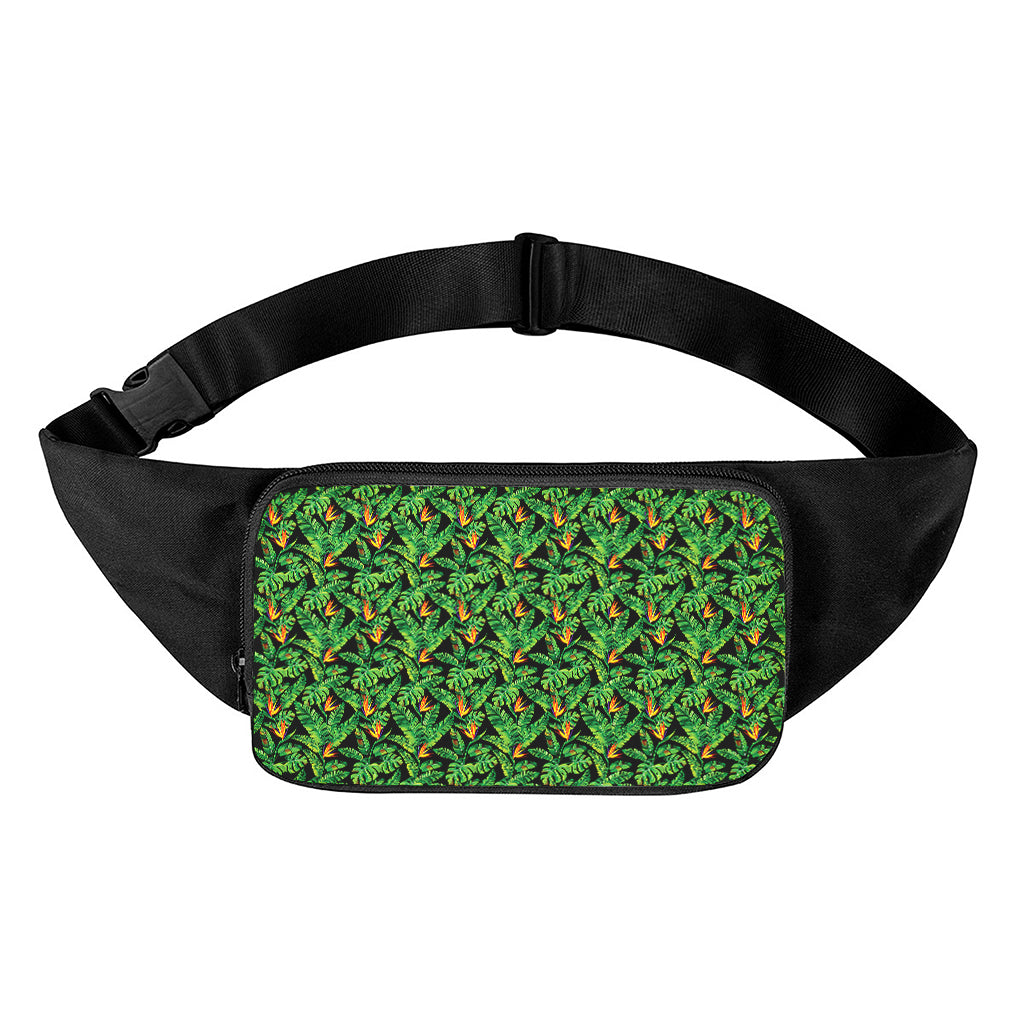 Bird Of Paradise And Palm Leaves Print Waist Bag