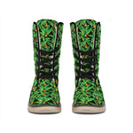 Bird Of Paradise And Palm Leaves Print Winter Boots