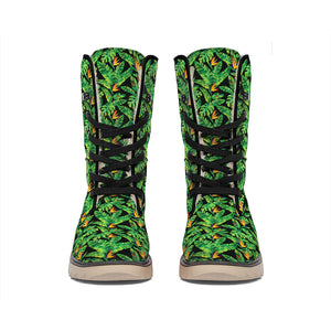 Bird Of Paradise And Palm Leaves Print Winter Boots