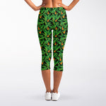 Bird Of Paradise And Palm Leaves Print Women's Capri Leggings