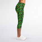 Bird Of Paradise And Palm Leaves Print Women's Capri Leggings