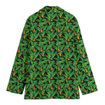 Bird Of Paradise And Palm Leaves Print Women's Cotton Blazer