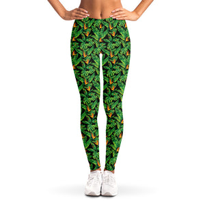 Bird Of Paradise And Palm Leaves Print Women's Leggings