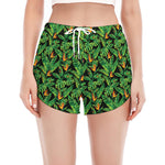 Bird Of Paradise And Palm Leaves Print Women's Split Running Shorts