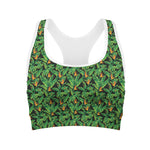 Bird Of Paradise And Palm Leaves Print Women's Sports Bra