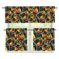 Bird Of Paradise Flower Pattern Print 3 Piece Kitchen Curtains