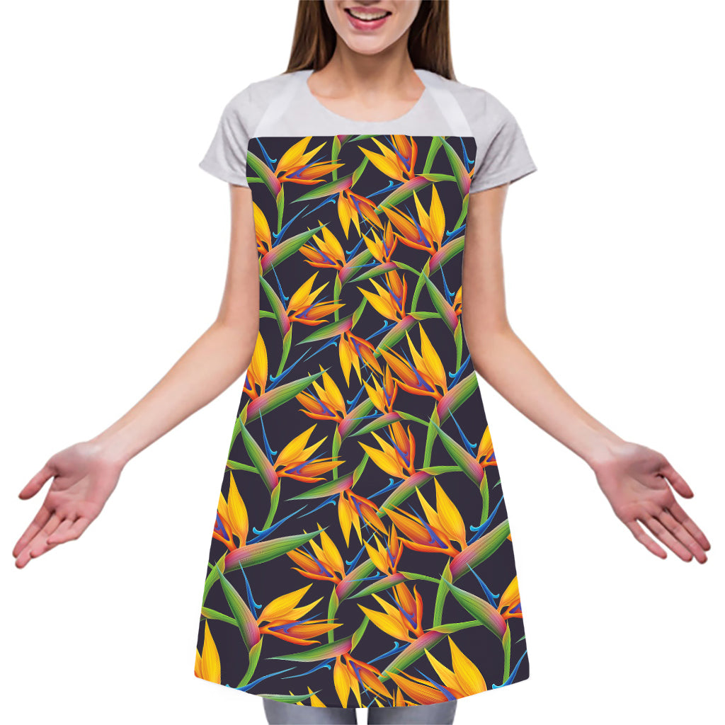 Bird Of Paradise Flower Pattern Print Adjustable Apron