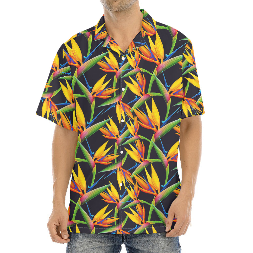 Bird Of Paradise Flower Pattern Print Aloha Shirt