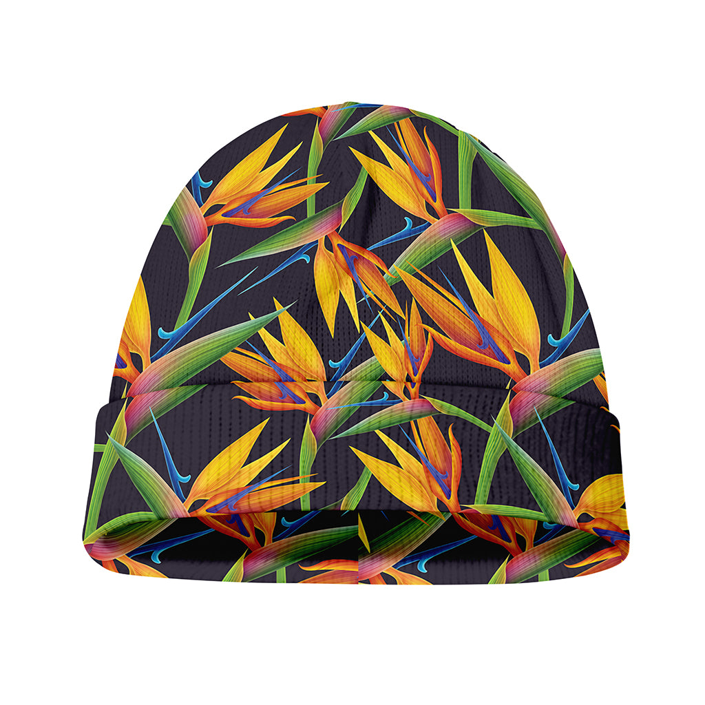 Bird Of Paradise Flower Pattern Print Beanie