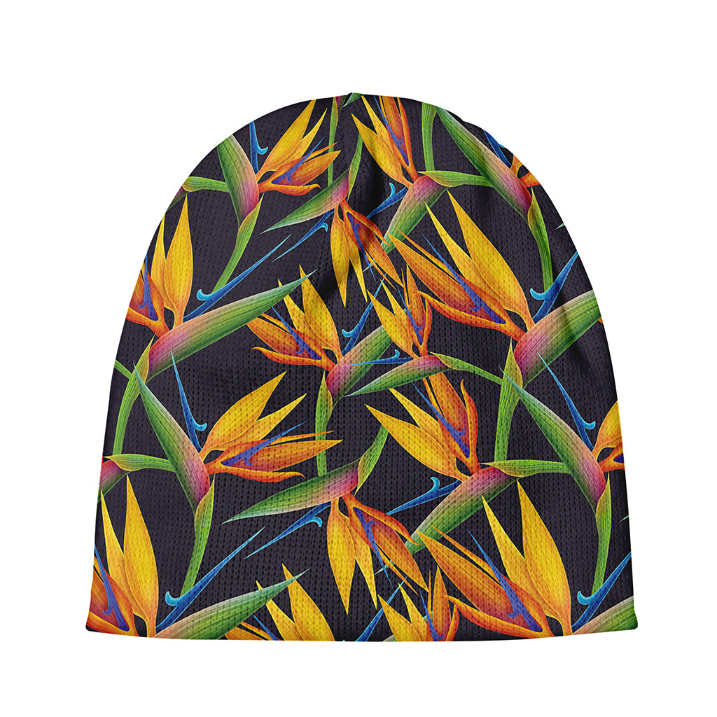 Bird Of Paradise Flower Pattern Print Beanie