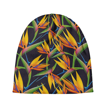 Bird Of Paradise Flower Pattern Print Beanie