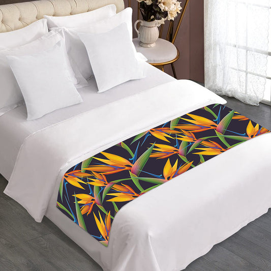Bird Of Paradise Flower Pattern Print Bed Runner