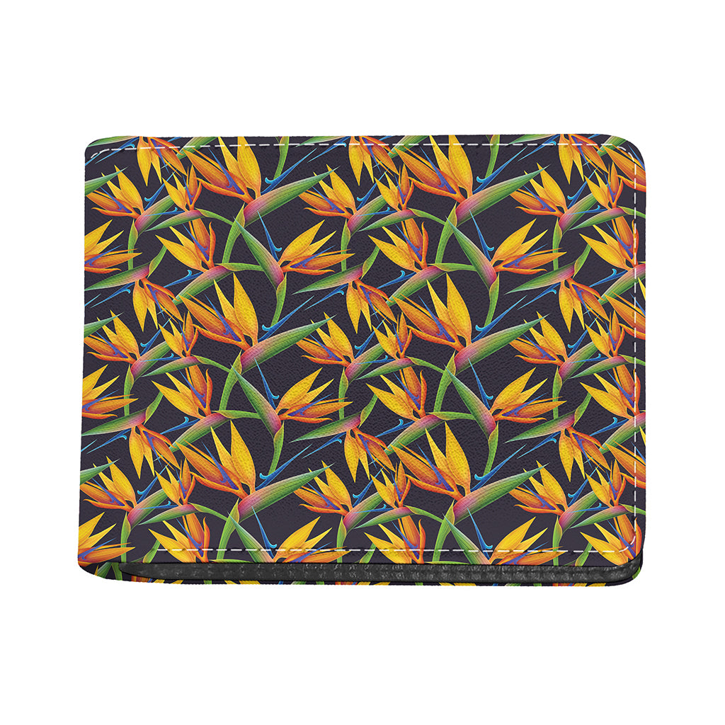 Bird Of Paradise Flower Pattern Print Bifold Wallet