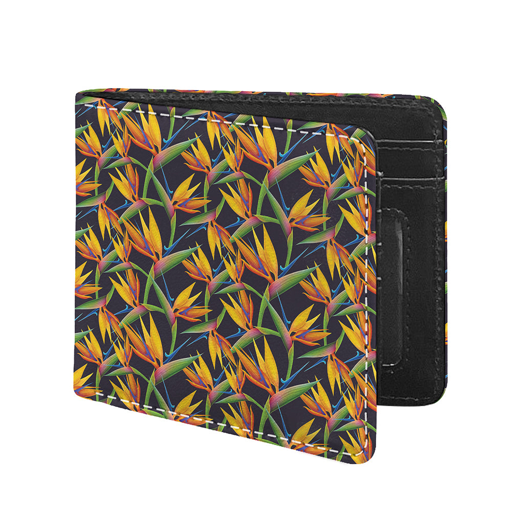Bird Of Paradise Flower Pattern Print Bifold Wallet