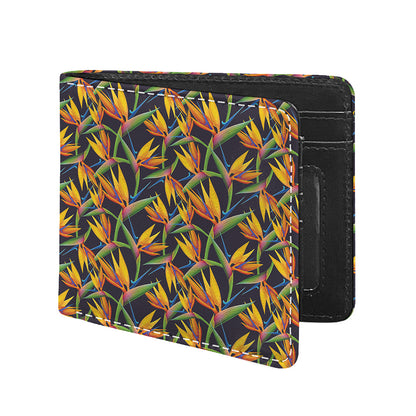 Bird Of Paradise Flower Pattern Print Bifold Wallet