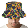 Bird Of Paradise Flower Pattern Print Bucket Hat