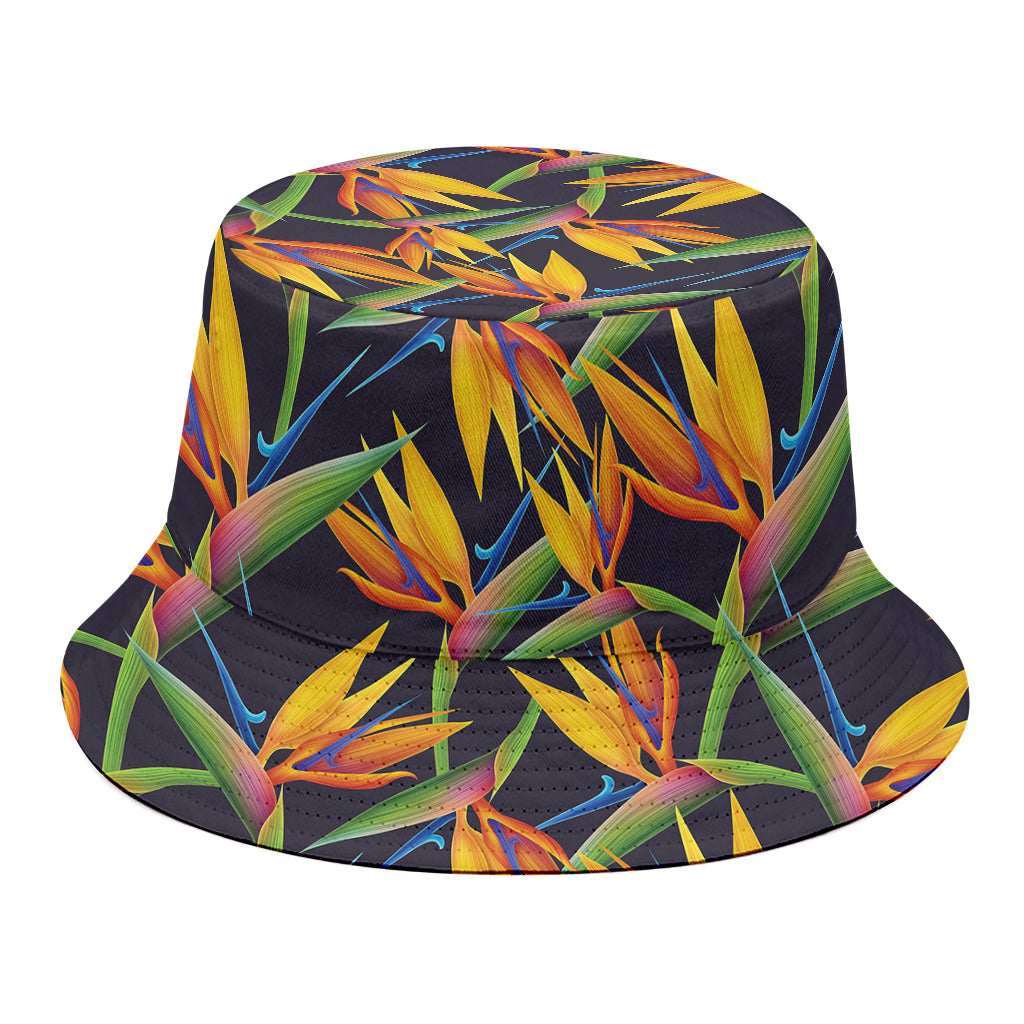 Bird Of Paradise Flower Pattern Print Bucket Hat