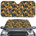 Bird Of Paradise Flower Pattern Print Car Windshield Sun Shade