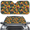 Bird Of Paradise Flower Pattern Print Car Windshield Sun Shade