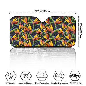 Bird Of Paradise Flower Pattern Print Car Windshield Sun Shade