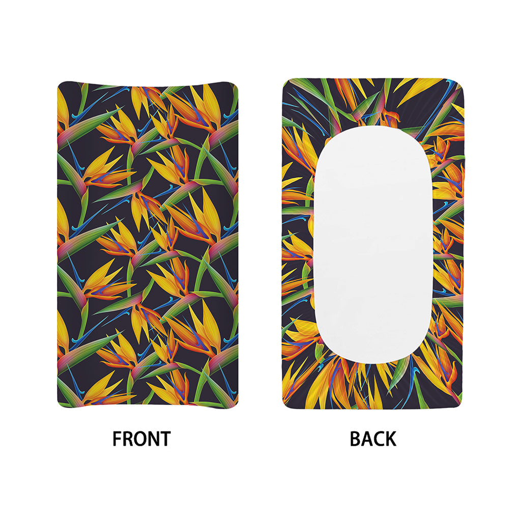 Bird Of Paradise Flower Pattern Print Changing Pad Cover