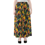 Bird Of Paradise Flower Pattern Print Chiffon Maxi Skirt