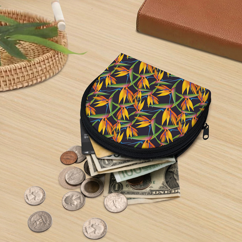 Bird Of Paradise Flower Pattern Print Coin Purse